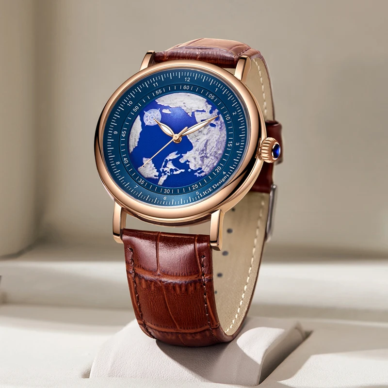 LIGE 2026 New Top Brand Luxury Man Wristwatch Waterproof Luminous Unique Men Watches Leather Quartz Men's Watch Male reloj
