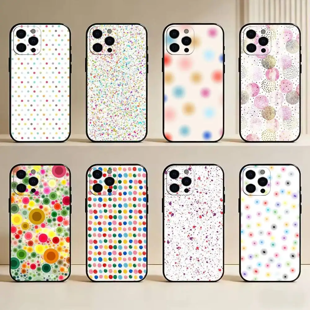 

Fcicicase Coloful Circular Dots Phone Case For iPhone 17,16,15,14,13,12,11 Plus,Pro Max,XS,Soft Silicone Black Cover