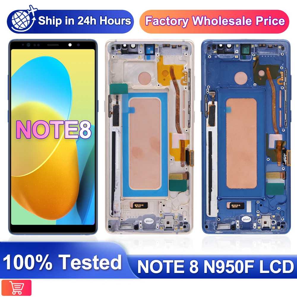 AAA+TFT Note8 LCD For Samsung Note8 LCD Display Touch Screen Digitizer Assembly For Samsung Note 8  Note8 N950F N950U  LCD Frame