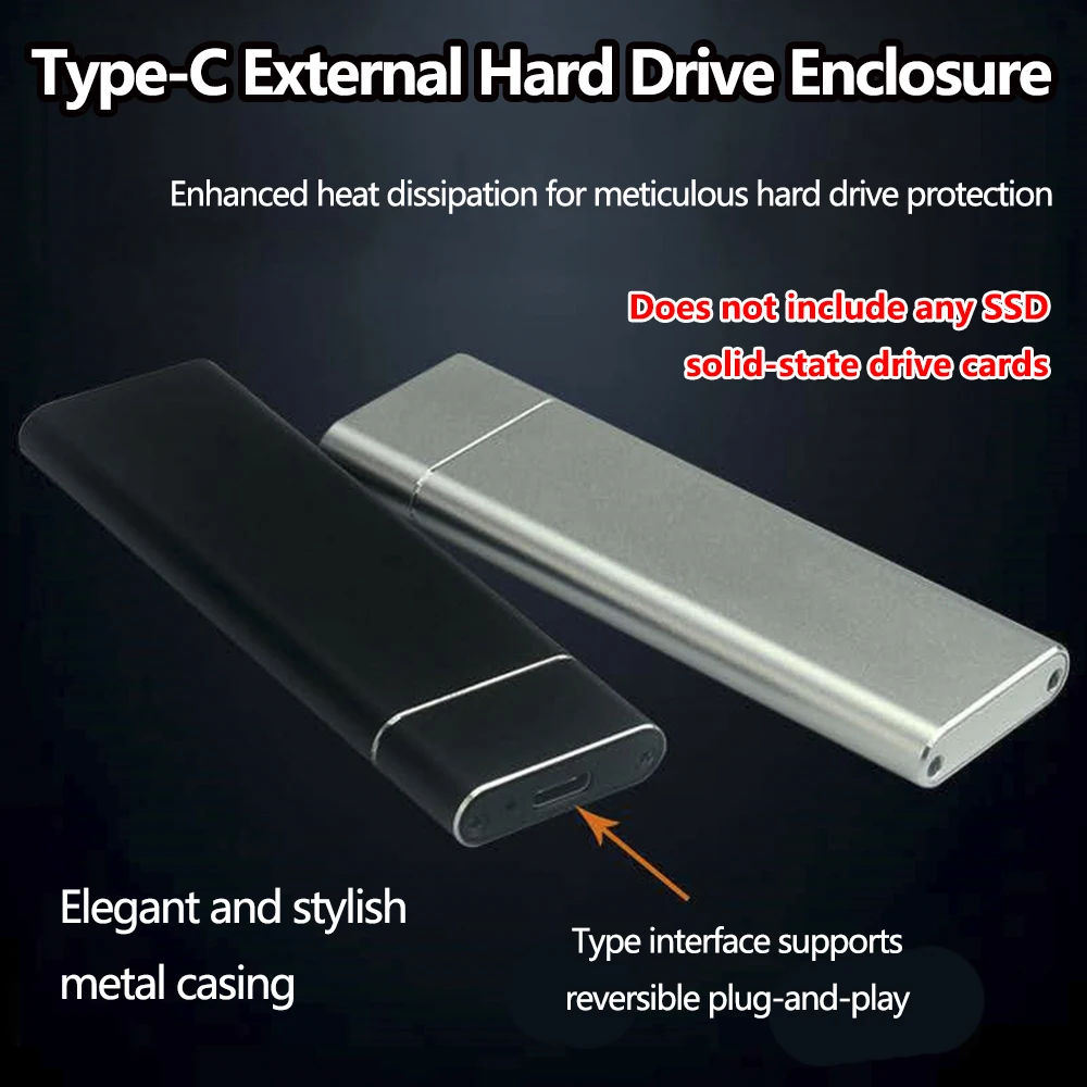 

External M.2 NGFF to USB 3.1 Type-A/C Hard Drive Case M2 B Key SSD Mobile Disk Enclosure SATA Protocol 6Gb/s Support UASP