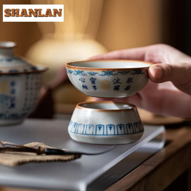 

Heart Sutra Ru Kiln Tea Separator Infusor Handmade Tea Strainer Dispenser Tea Maker Tea Filter Teaware Accessories Decoration