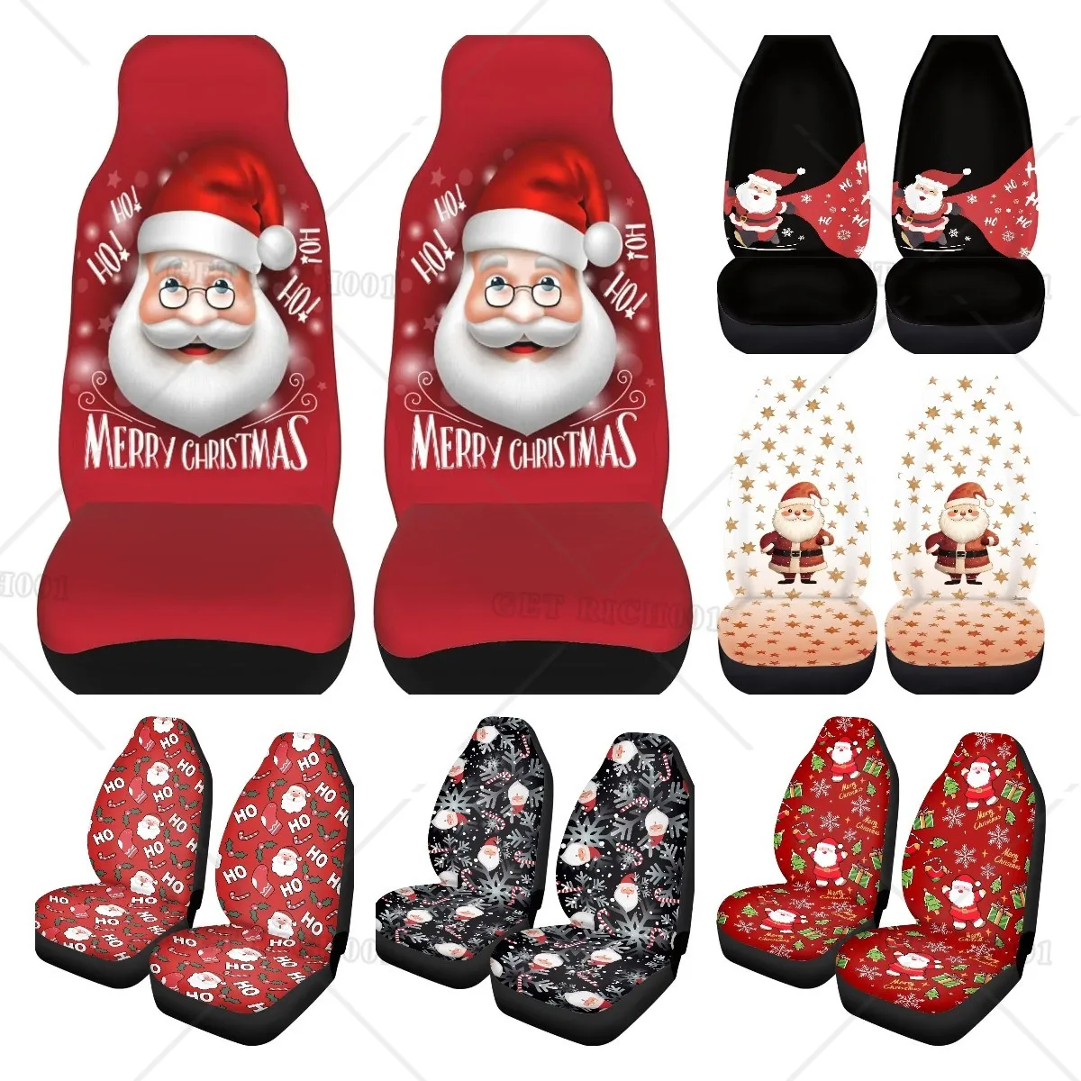 

Cartoon Santa Claus Christmas Car Seat Covers Universal 2 Pcs Auto Front Seat Cover Fit Most Cars SUV Sedan Trucks Holiday Decor