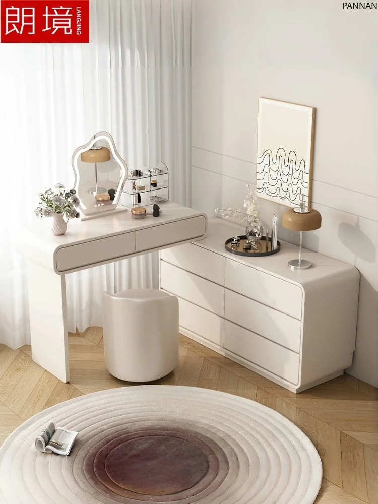 Solid wood dresser chest integrated table bedroom end of bed master bedroom retractable corner makeup table