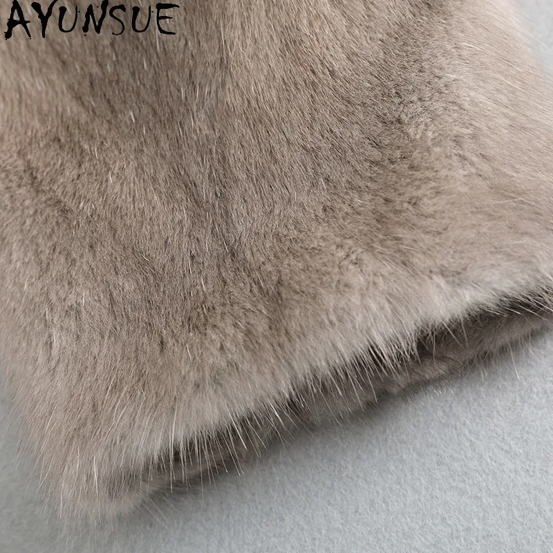 AYUNSUE ナチュラルミンクファーコート レディース 2025年冬 高級ミンクコート レディース服 高品質ロングコート アブリゴ ムヘール