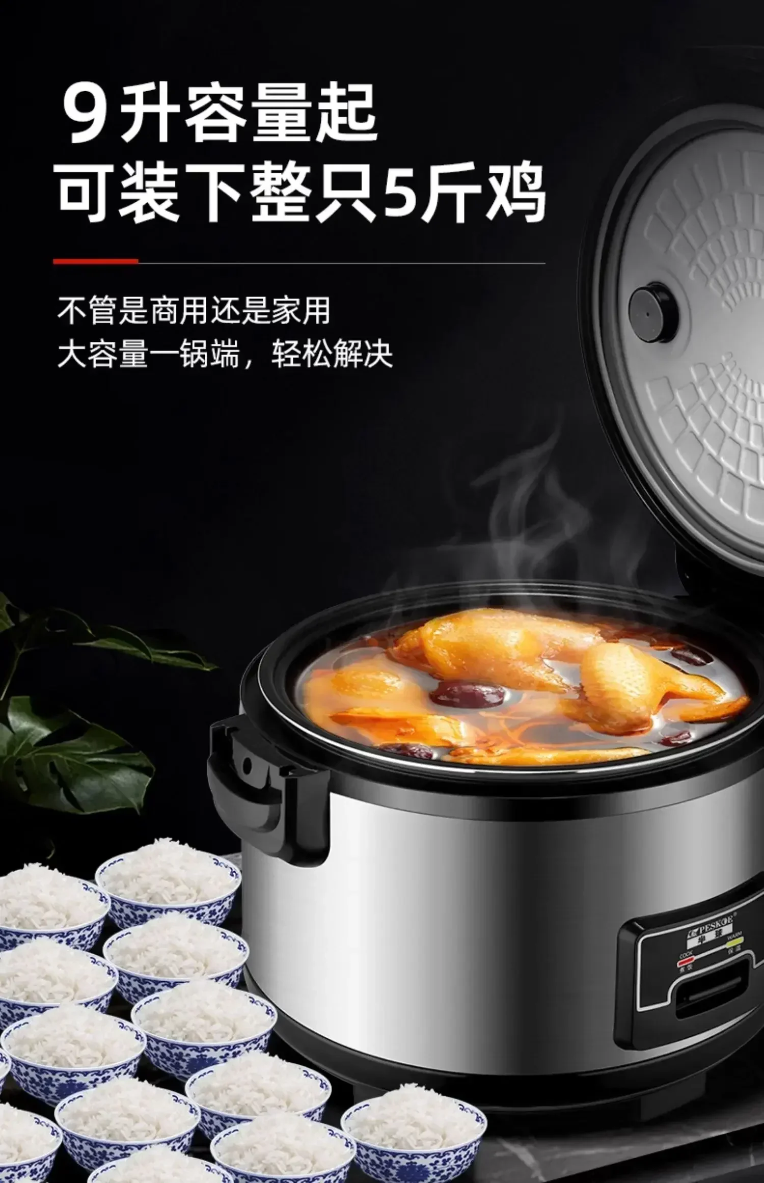 Commercial 10L Rice Cooker: For Canteen & Restaurant. Large Capacity. Hotel Use. Non-Stick.