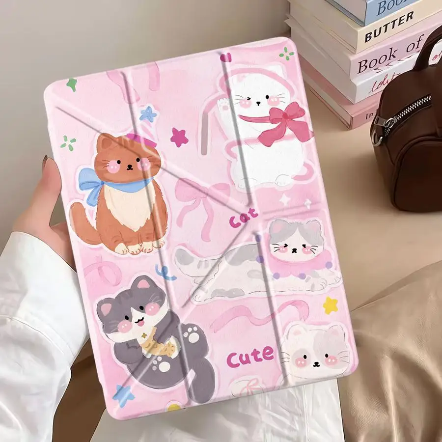 capa-para-tablet-ipad-air-4-5-m3-m2-1-2-m4-11-polegadas-pro-2025-pro-11ª-10ª-9ª-8ª-7ª-geracao-129-polegadas-mini-6-7-suporte-capa-tres-gatos