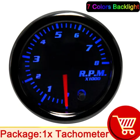 7 цветов 2 "52 мм Tacometro RPM метр светодиодный автомобильный тахометр датчик вакуумный автомобильный измерительный прибор универсальный для бензинового двигателя