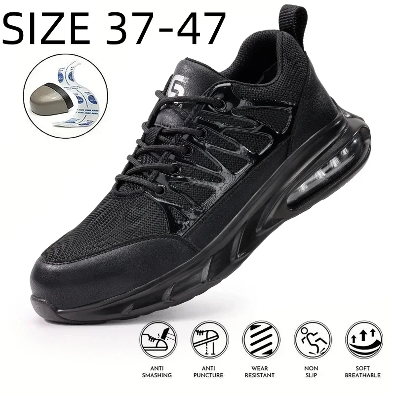 New Men Safety Shoes Anti-Smashing Anti-Piercing Light Breathable Comfortable Four Seasons Protective Work Shoes Big Size 37-47