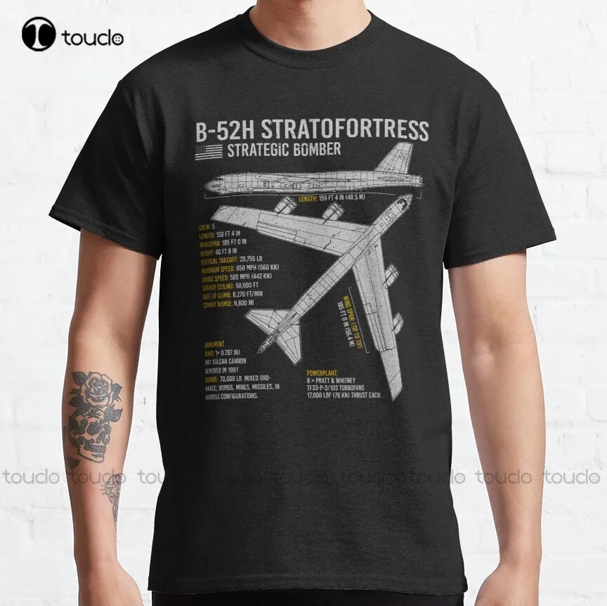 B-52 Stratofortress Bomber Aircraft Plane Airplane Blueprint Classic T-Shirt Graphic Tshirt Fashion Tshirt Summer  Xs-5Xl Unisex