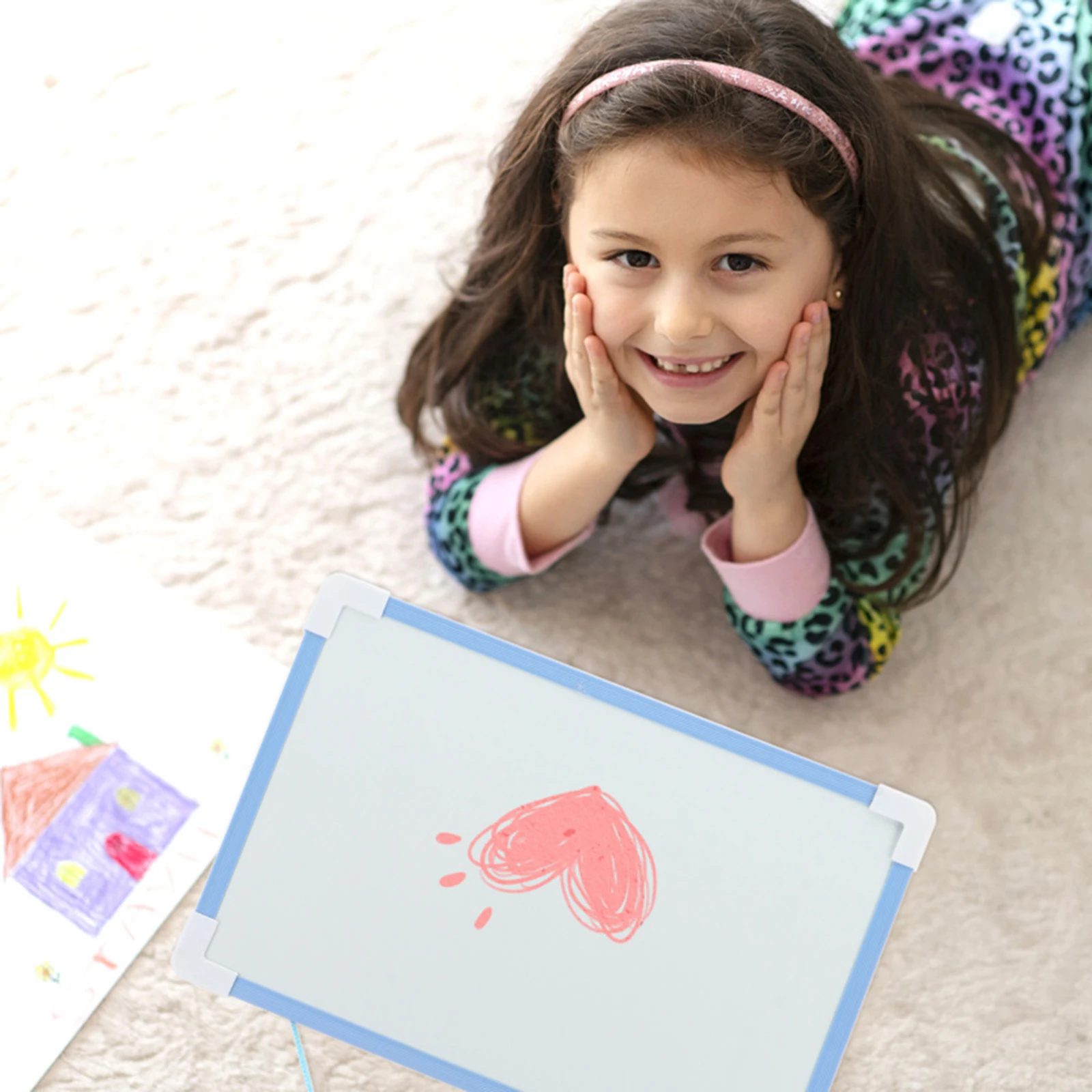 Magnetic Whiteboard Portable Erasable Memo Board Lightweight Double Sided Reusable Dry Erase Board Children Drawing Writing etc.