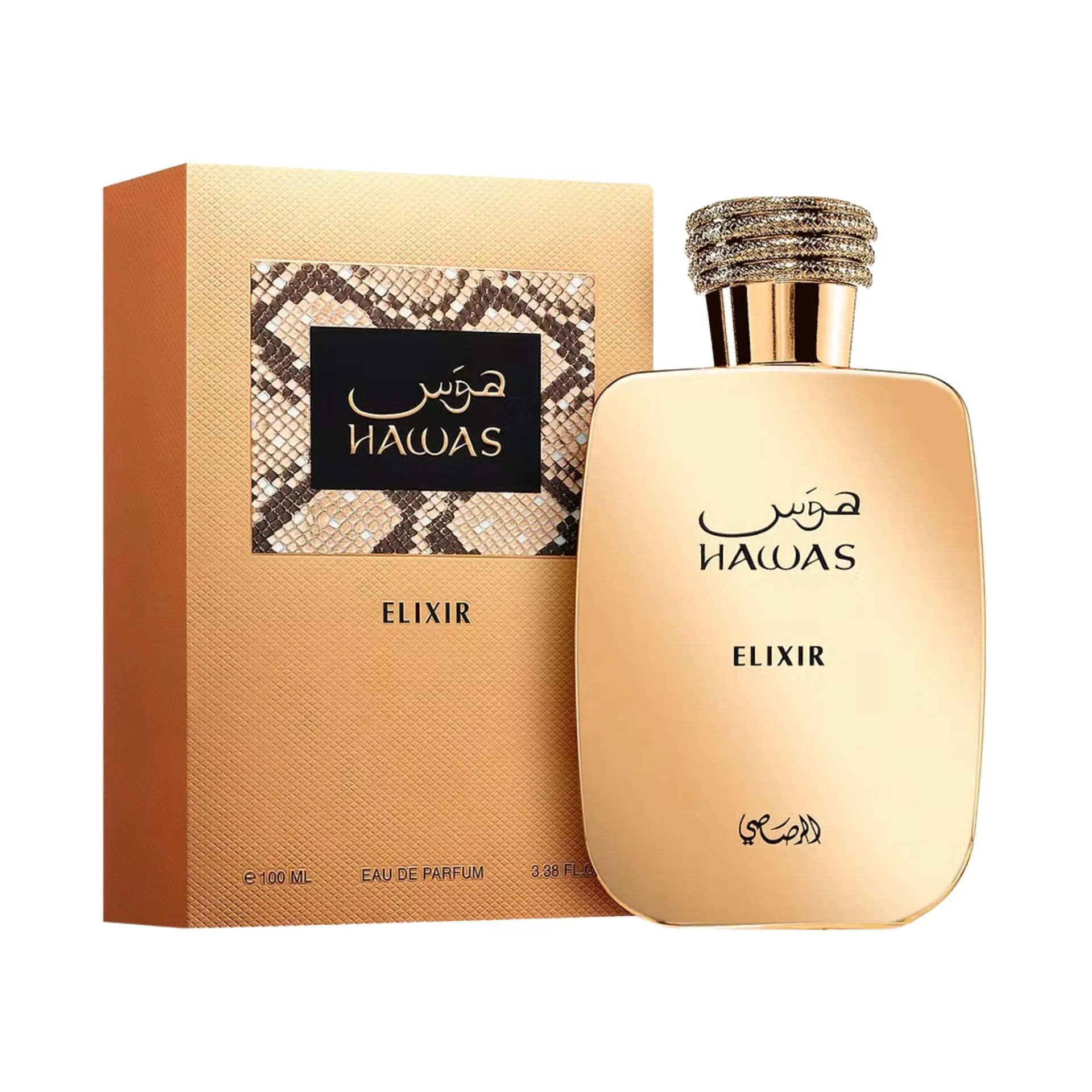عطر Rasasi Hawas Elixir Eau De للرجال 3.4 أونصة / 100 مل - كولونيا جريئة وودي كهرمان تدوم طويلاً، هدية عطر رجالية فاخرة