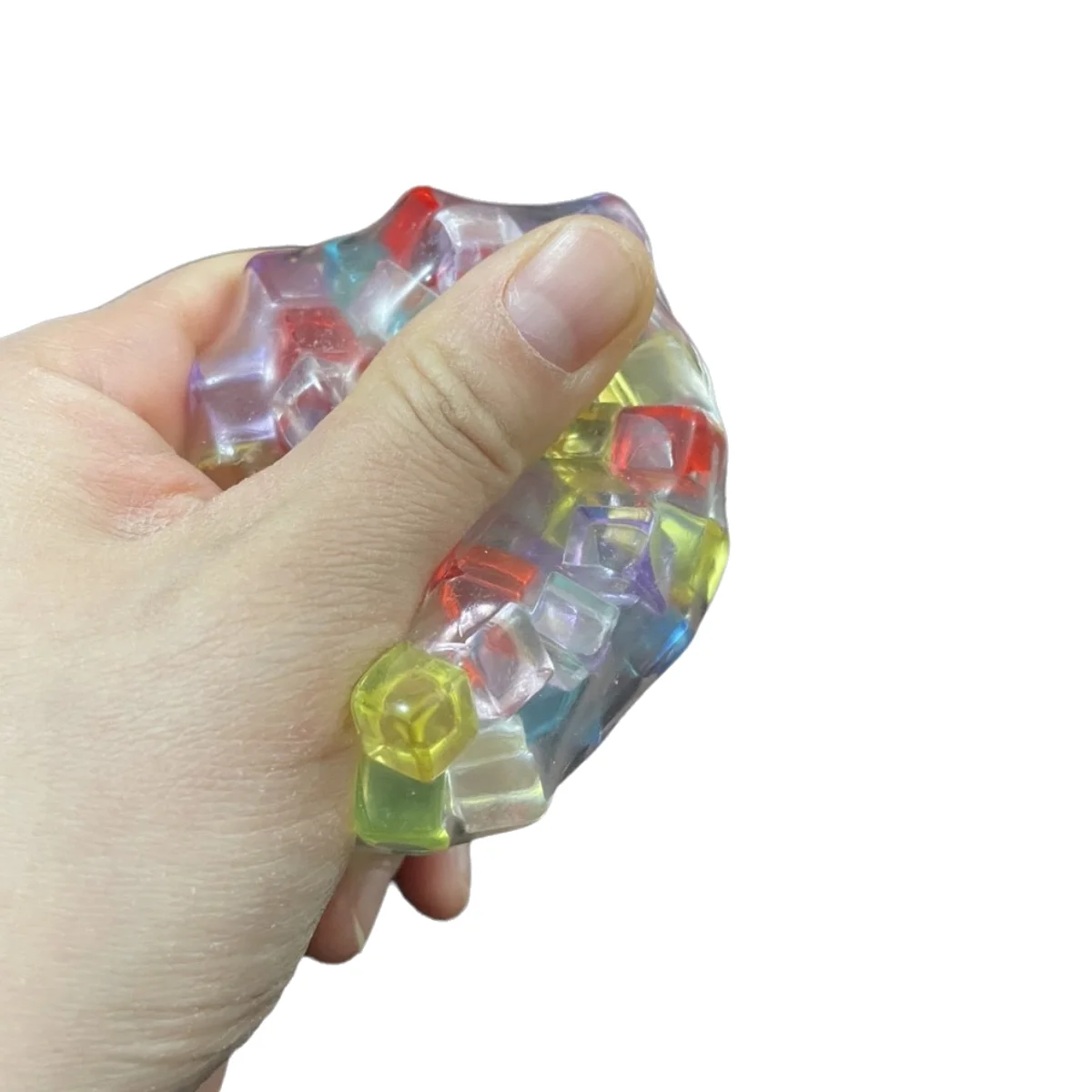 Rainbow Cube Stress Ball TPR Bead Pressure Reducing Decompression Pinch Ball for Children DIY Handmade Adult Vent Toy