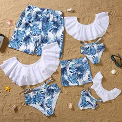 Summer Swimsuit Family Matching Swimwear Two Pieces Bikini Set Newest Printed Ruffles Bathing Suits Family Look Swimwear Sets