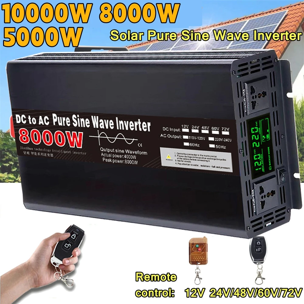 Carregador Portátil Solar Off-grid Poder Inversores Inversor de Onda Senoidal Pura 10000w 8000w 10kw dc 12v 24v 48v a 110v ac 120v 220v