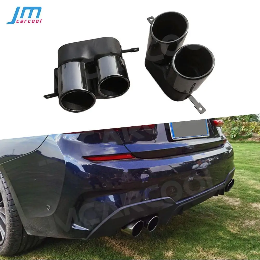 Car Inlet Double-Barrel Rear Exhaust Tip Tail Pipe Muffler Outlet Stainless Steel Accessories For BMW G20 G28 M Sport 2019 -2021