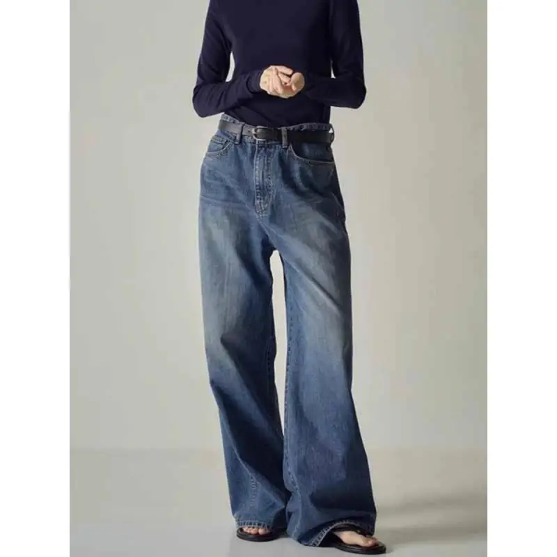 

Maxdutti Vintage Mom Jeans Spring Autumn Black High Waist Show Slim Show Wide Leg Pants Jeans Women's Denim Pants Woman Clothes