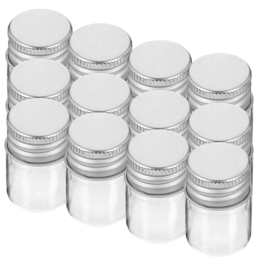 

24Pcs Small Glass Jars 5Ml Clear Vials with Aluminum Lids for Jewelry Making Essential Oils Medicine Storage Kit