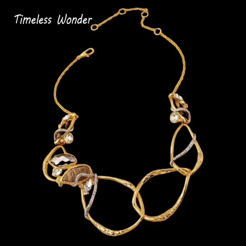 

Timeless Wonder Fancy Zircon Geo Stone Statement Necklace for Women Designer Jewelry Goth Runway Luxury Art Deco Gift 4526