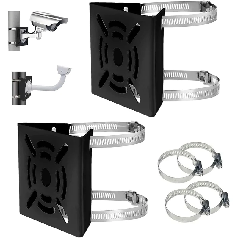 Y45A-Universal Vertical Pole Mounting Bracket For CCTV Security Cameras PTZ Dome Black Mount Adapter Bracket