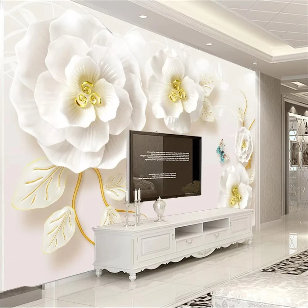 custom Papel De Parede 3D Landscape Golden rose Mural wallpaper for walls 3 d Personality 3D photo wall paper Room Decor Sticker