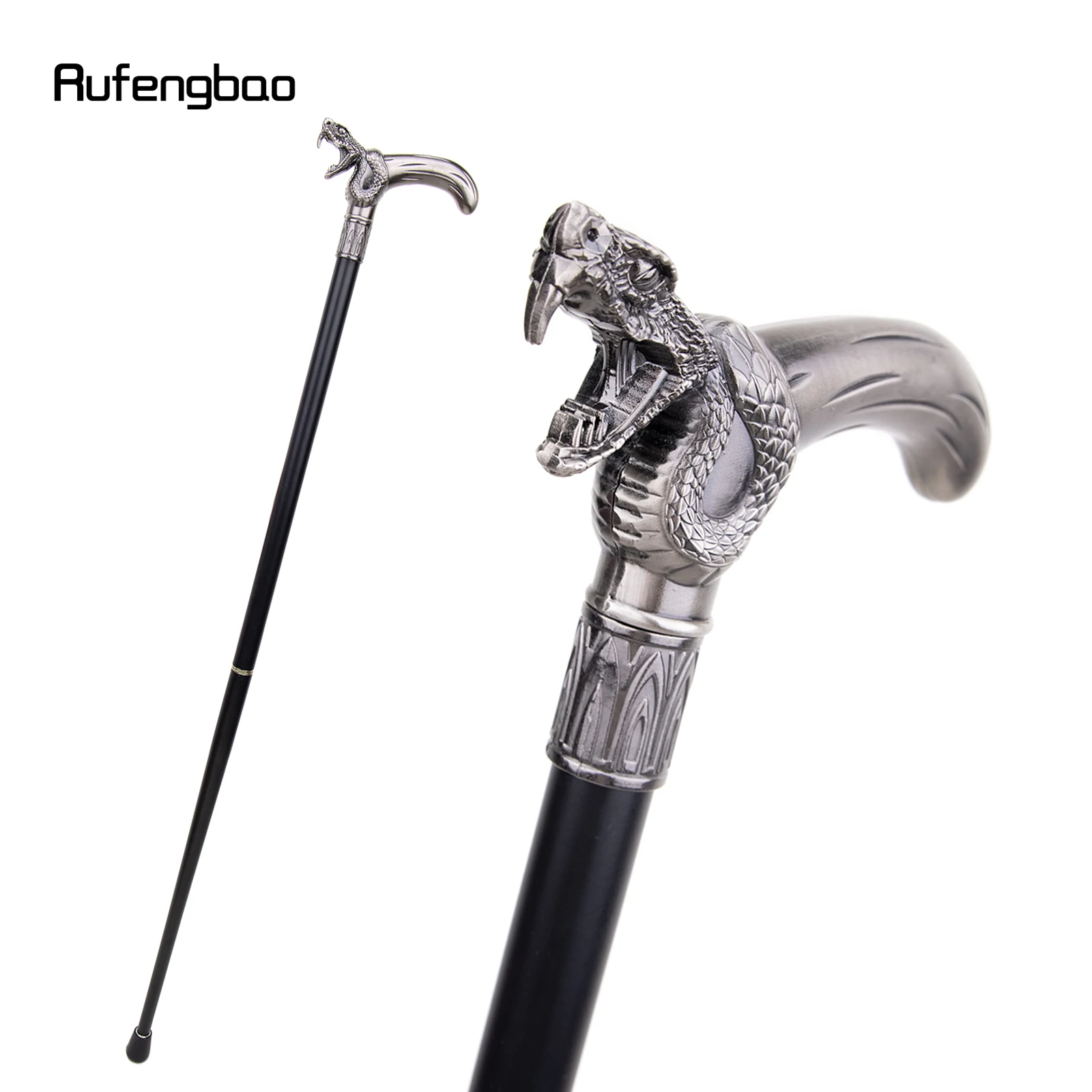 Snake Head Biting Walking Cane Fashion Decorative Walking Stick Gentleman Elegant Cosplay Cane Knob Crosier 93cm