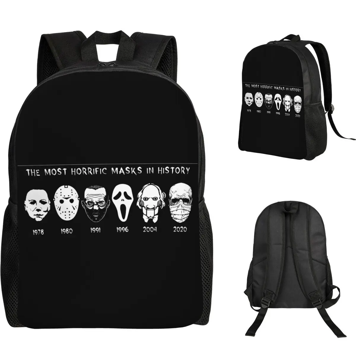 

Horror Masks Student Backpack School Bag Hiking Travel Daypack for Boys Girls Fashion Bookbag Shoulder Bags