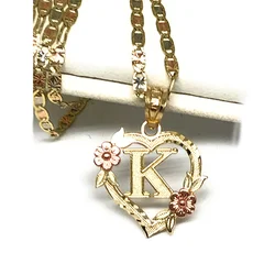 Custom Bling A-Z Letter Heart Pendant Gold Plated Initial Necklace Hip-Hop Style Personalized Romantic Jewelry for Women