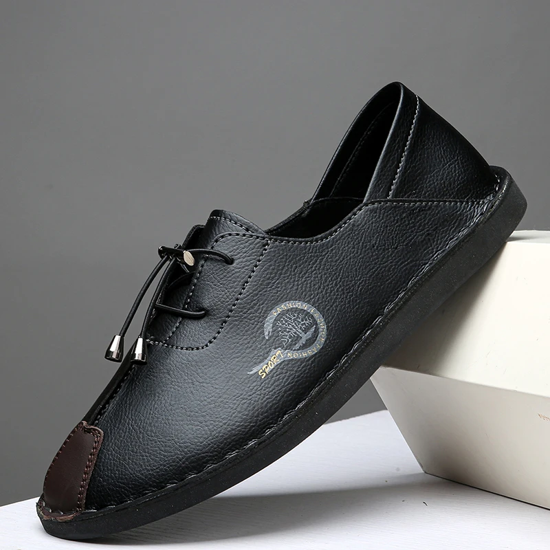 Summer Men Casual Shoes Leather Moccasins Breathable Slip on Boat Shoes Italian Luxury Brand Mens Driving Loafers Size 38-48