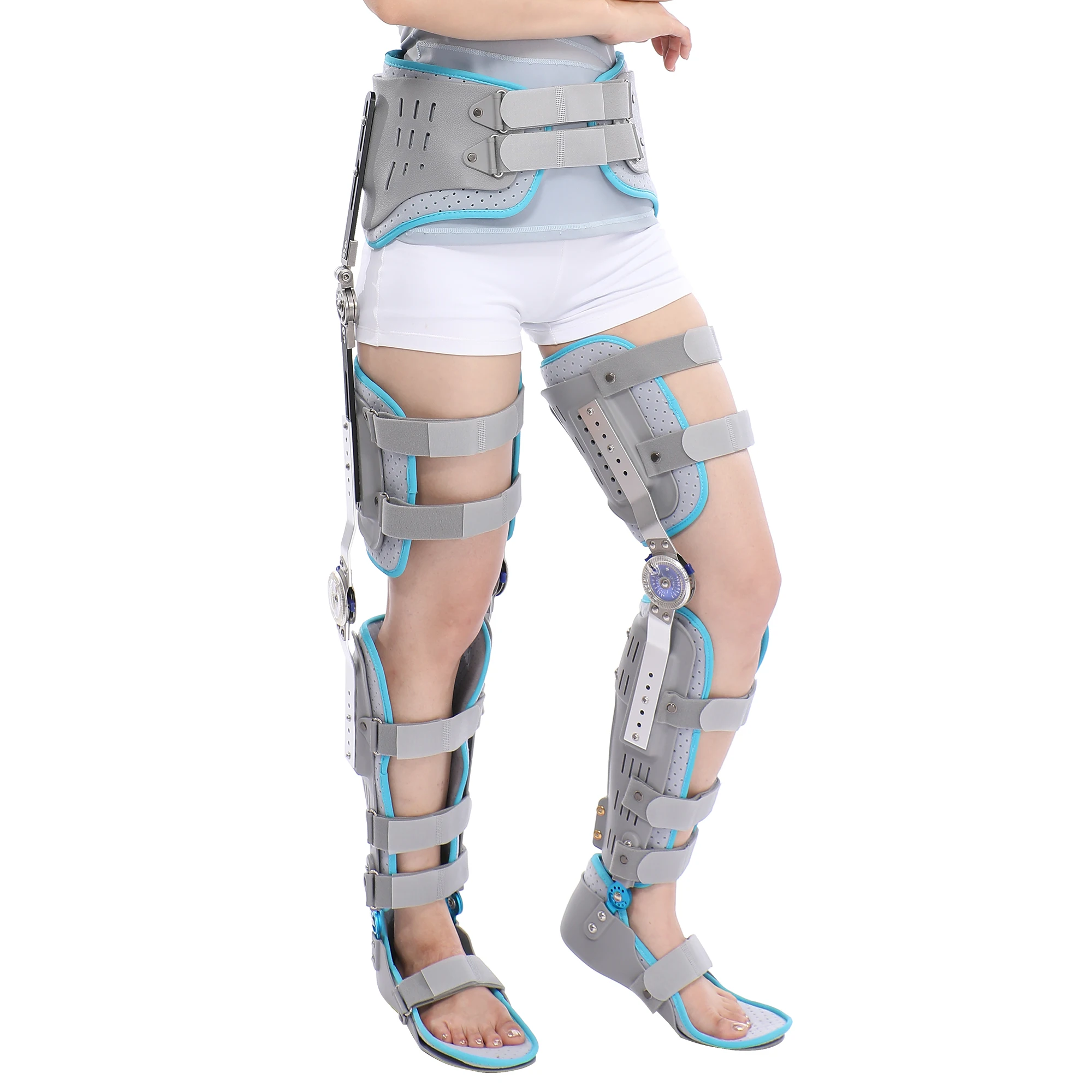Stlf ajustável duplo joelho tornozelo pé suporte fixo exoesqueleto órtese dobradiça tornozelo e pé cinta para tornozelo pé orthose