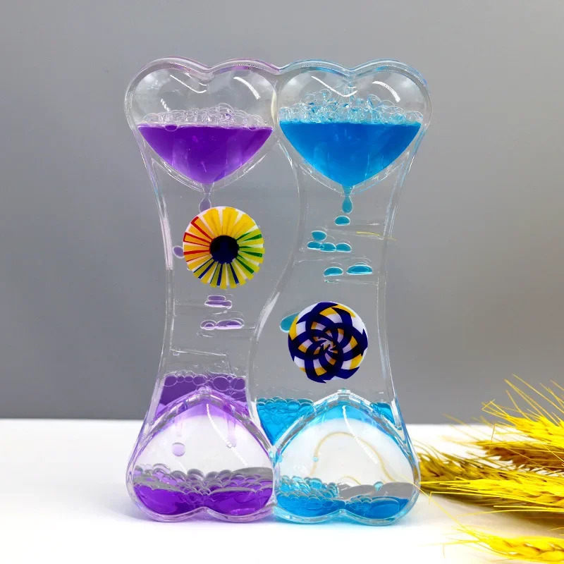 Liquid Oil Leakage Drops Peach Heart Acrylic Plastic Decoration Crafts Hourglass Student Gifts Children\'s Toy Festival