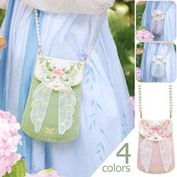 Borsa Hanfu Anime Cosplay Borsa con ciondolo a farfalla Borsa con farfalla ricamata Borsa quadrata con catena di perle fata in stile cinese retrò