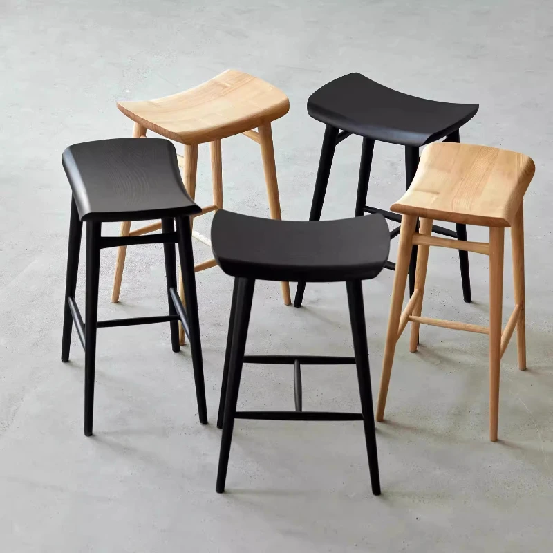 Solid Wood Bar Stools Island Dining Table Chair High Kitchen Stools Sillas Taburetes Altos De Cocina Sgabello Cucina Furniture