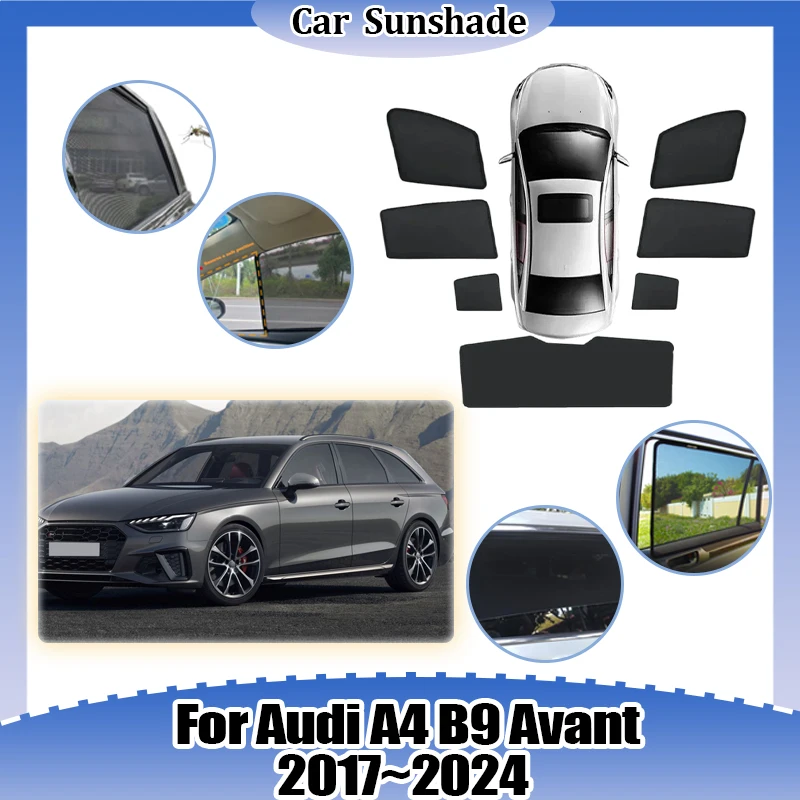 

Car Mesh Sunshade For Audi A4 B9 Avant 2017-2024 Sun Shade Window UV Protection Heat Insulation Privacy Curtain Auto Accessories