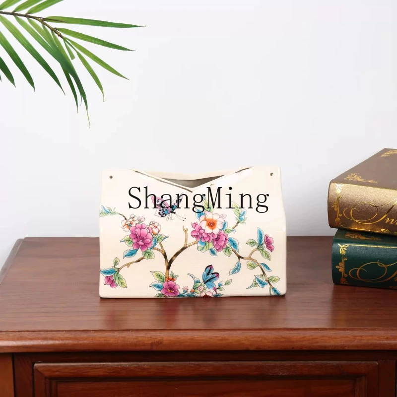 

FG tissue box living room light luxury ceramic pumping carton retro pumping box creative high-end ornament