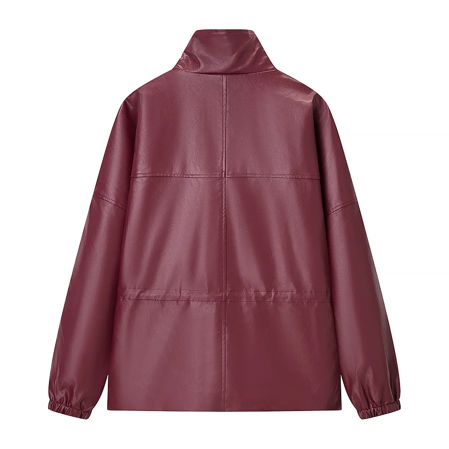 JNLEAOG Jesienna Nowa Kolekcja Damska Wszechstronna Moda Elegancki Design Wysoka Jakość Skórzana Kurtka Odzież Wierzchnia Biznesowy Casual Długi...