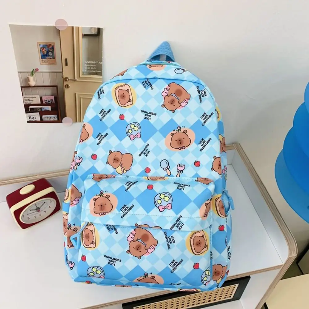 Cartoon Nylon Capybara Backpack S/L Size Large Capacity Shoulders Bag Alleviate Burden Lightweight Rucksack Children