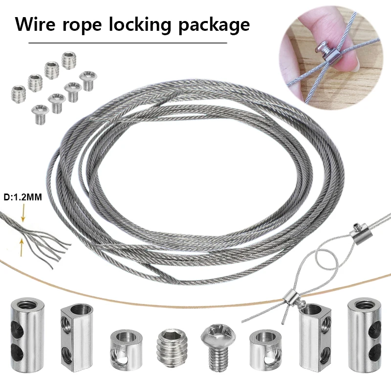Conjunto de Corda de Fio de 304 Fivelas de Furo Único Duplo Braçadeira de Cabo Ajustável Clipe de Bloqueio de Rosca Fixadores de Hardware Aço Inoxidável 1