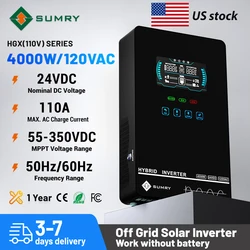 Sumry 4KW 120V Off Grid Solar Inverter 24V 140A 5600W MPPT Charger Pure Sine Wave Home Inverter 6.25 Inch LCD Display