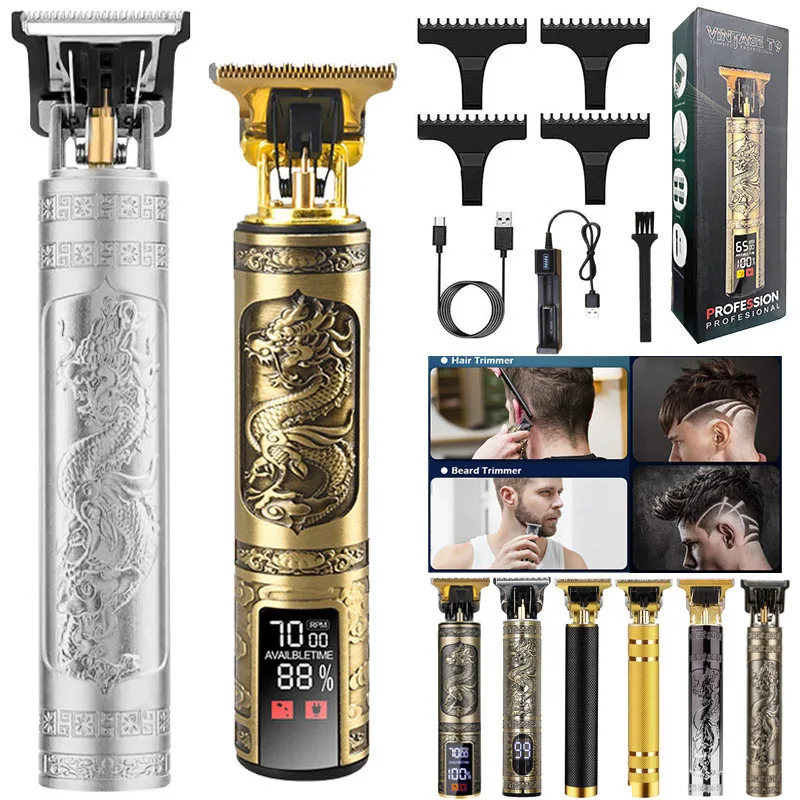 Dragon Vintage Usb Rechargeable Full Set Men Electric Beard Body Barber Shop Professional Hair Cutting Shaving Finishing Machine