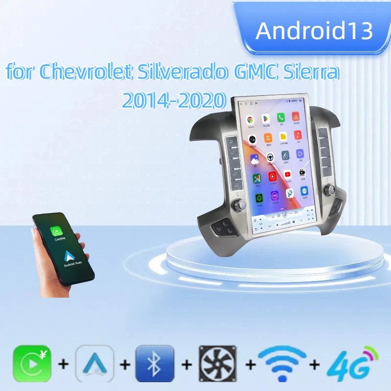 

Car Multimedia Player with Carplay Android GPS Navigation WiFi Stereo Screen Radio for Chevrolet Silverado GMC Sierra 2014-2020