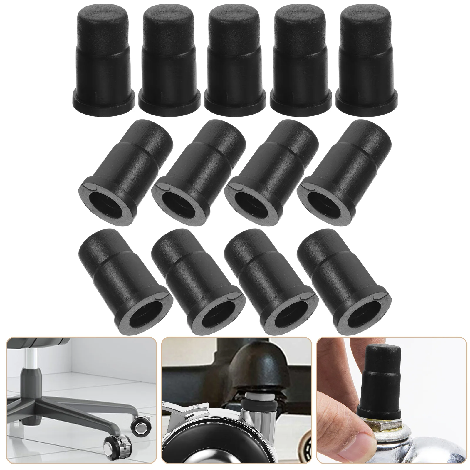 

40pcs Caster Rubber Cap 19x32 Stem Sleeve Mounting for Chair Leg Furniture Socket Inserts ABS Wear Resistant Expandable