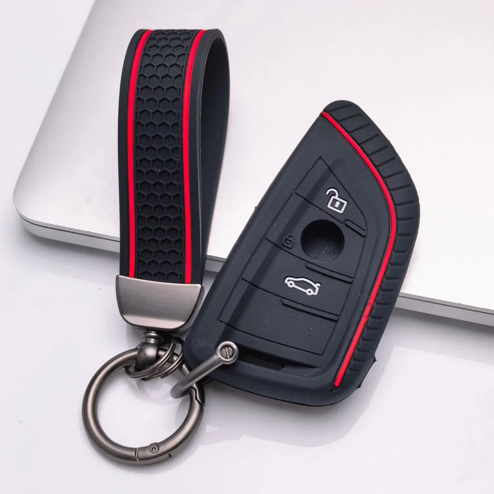 Silicone Key Case Cover for BMW F48 F46 F10 F20 F30 X1 X2 X3 X4 X5 X6 Z4 1 2 3 4 5 6 7 Serie 7 Wallet Remote Car Keychain Holder
