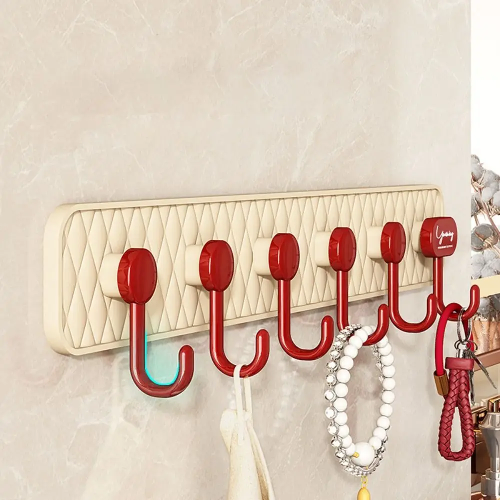 

Multifunctional 6 Hooks Suction Cup Clothing Hook No-Punch Stable Sundries Storage Hook ABS Wall Mount Hanging Coat Rack Door