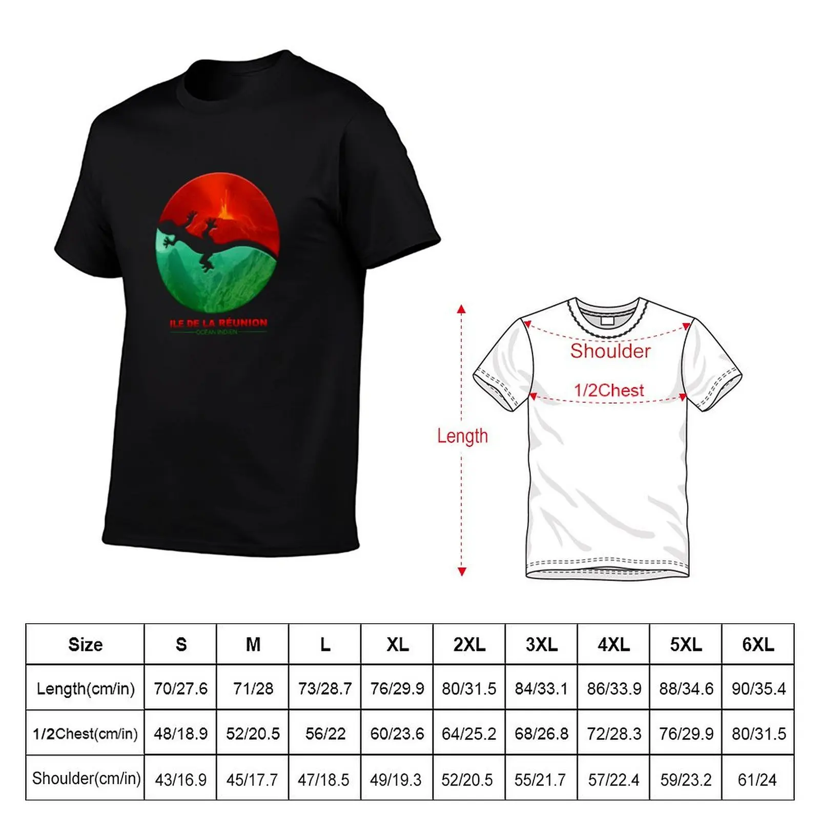 Margouillat red volcano and green nature T-Shirt UV Protection Outdoor Tee Shirt