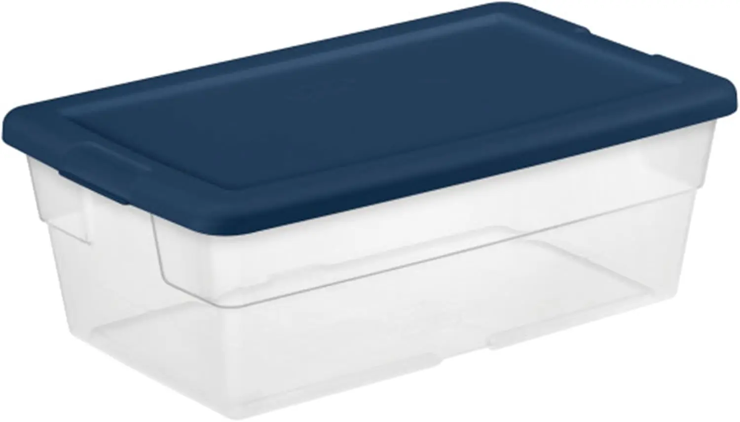 Stackable 6 Qt Storage Box Container, Clear, Marine Blue Lid (60 Pack)