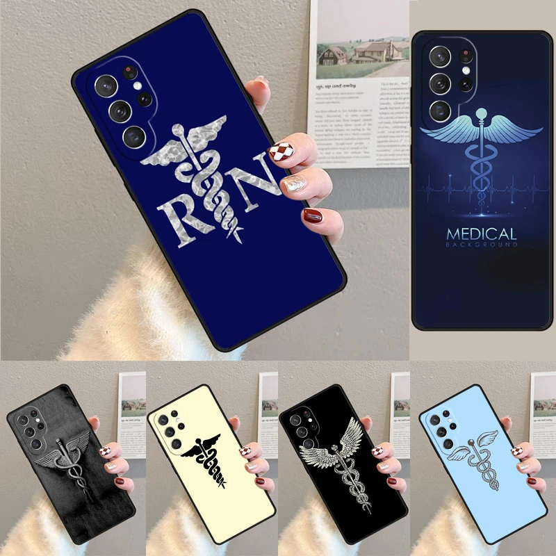 Medical Snakes Nurses Caduceus Flag Silicone Phone Case For Samsung Galaxy note 10 pro S26 S25 S24 S23 S22 S21 Plus Ultra Cover
