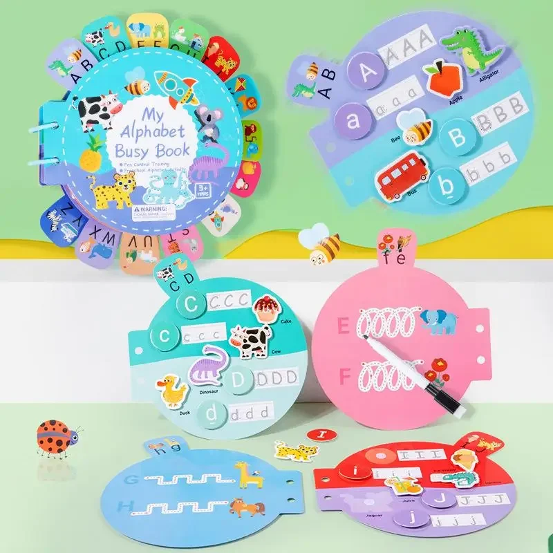 Interactive Activity Book Quiet Book Alphabet Stickers for Kids Brain Development