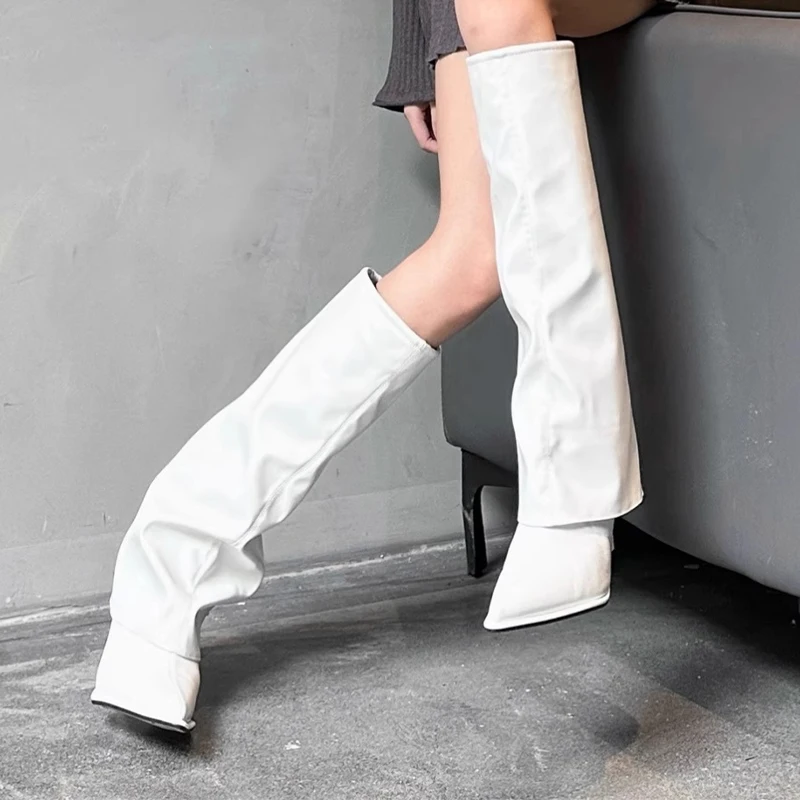 High Boots Women Pointed Toe High Heels Shoes Elegant Sexy Woman Chelsea Boots 2025 Autumn Designer Dress Pumps Botas De Mujer