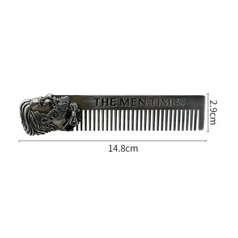 1PC Gentelman Barber Styling Metal Comb Stainless Steel Men Beard Comb Mustache Care Shaping Tools Pocket Size Silver Hair Comb