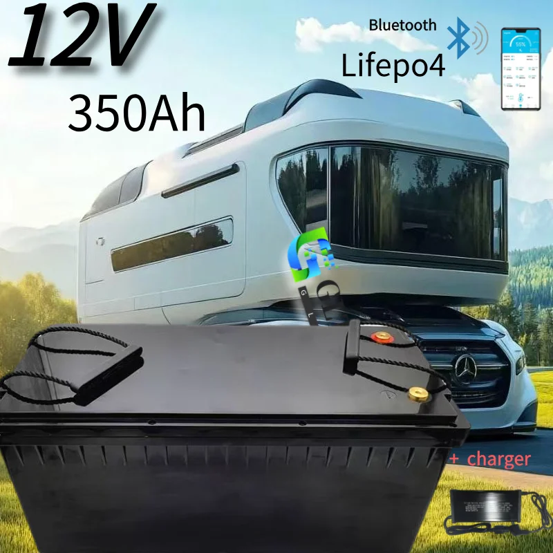 Waterproof 12V 350AH Lifepo4 lithium battery 100A BMS 4S 12.8V for inverter Solar energy caravan UPS EV boat +20A Charger